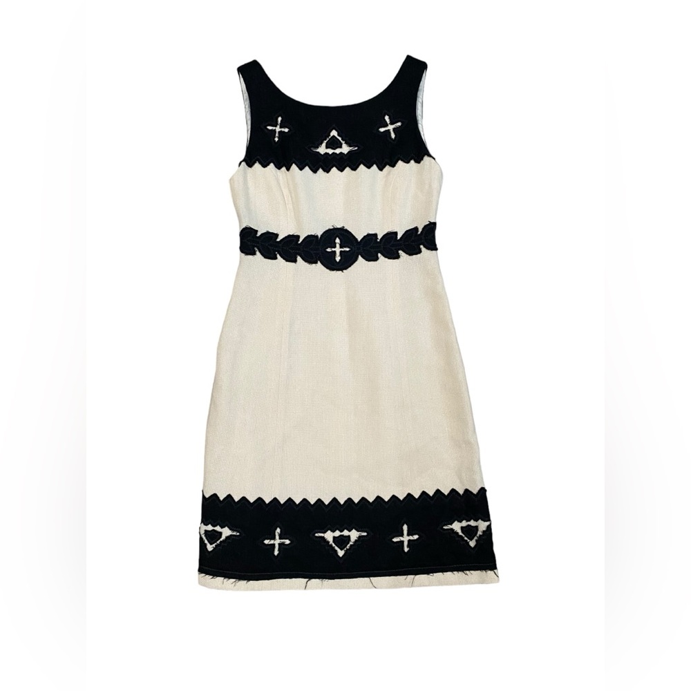 Tory Burch Wool Cream And Black Dress Midi Knee Length